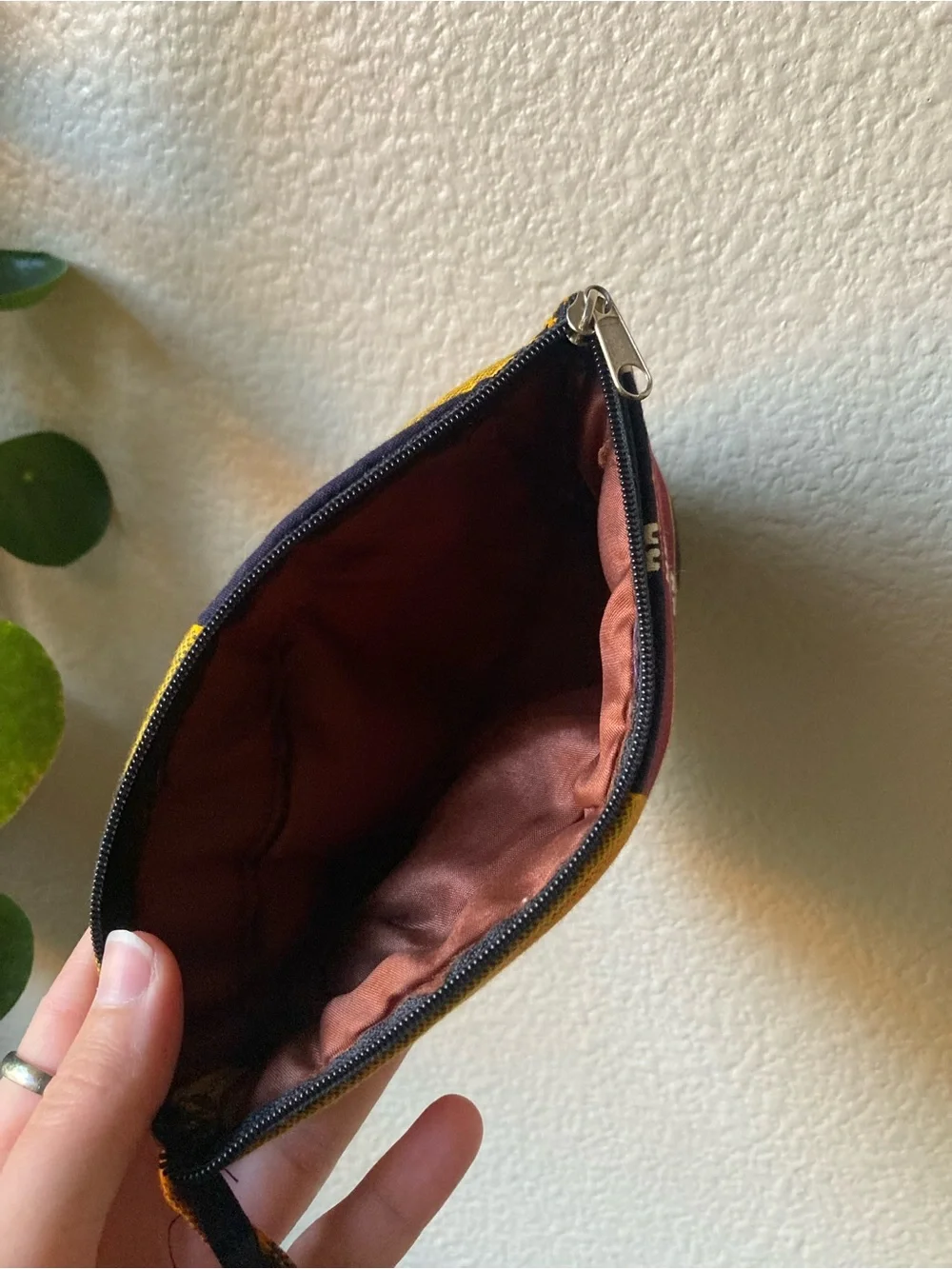 Bohemian Style Zip Pouch - Yellow, Maroon & Black